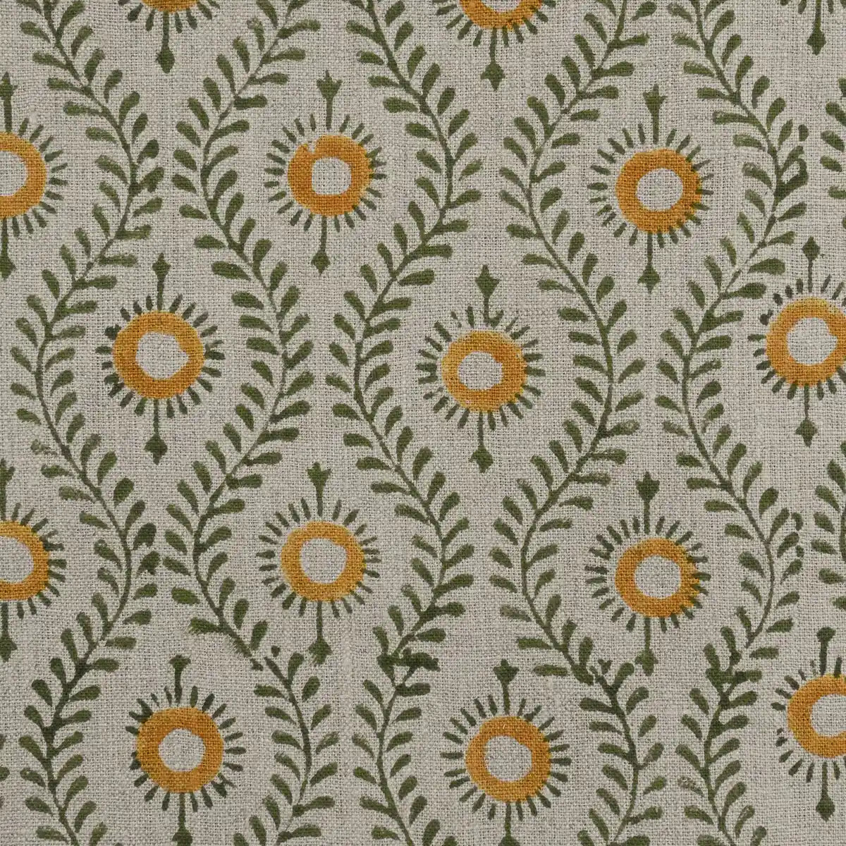 Sharra Botanical Block Print Linen Fabric