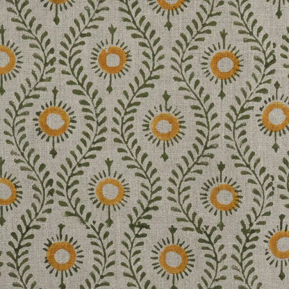 Sharra Botanical Block Print Linen Fabric