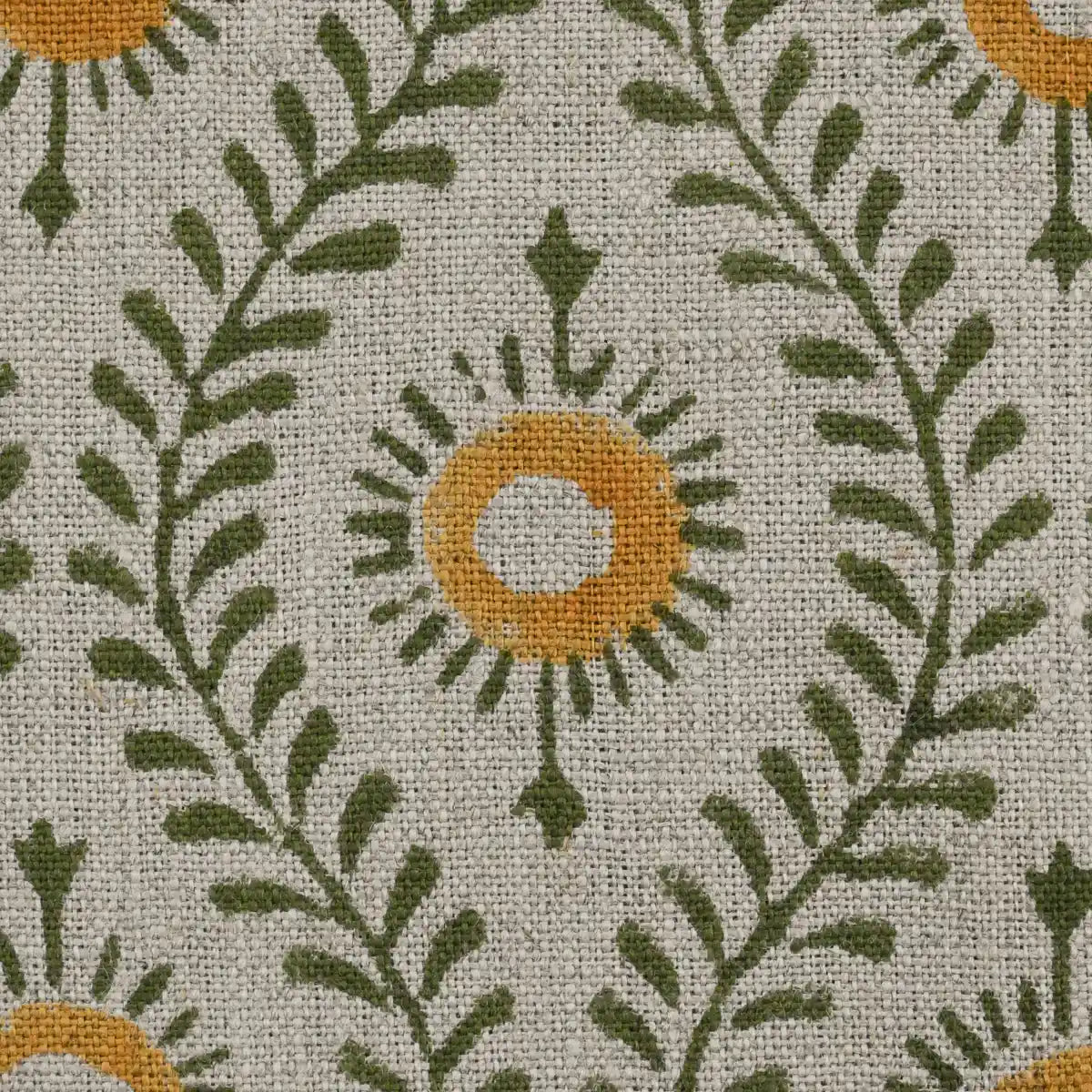 Sharra Botanical Block Print Linen Fabric