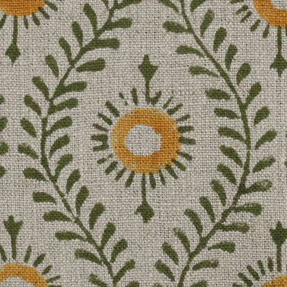 Sharra Botanical Block Print Linen Fabric