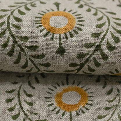 Sharra Botanical Block Print Linen Fabric