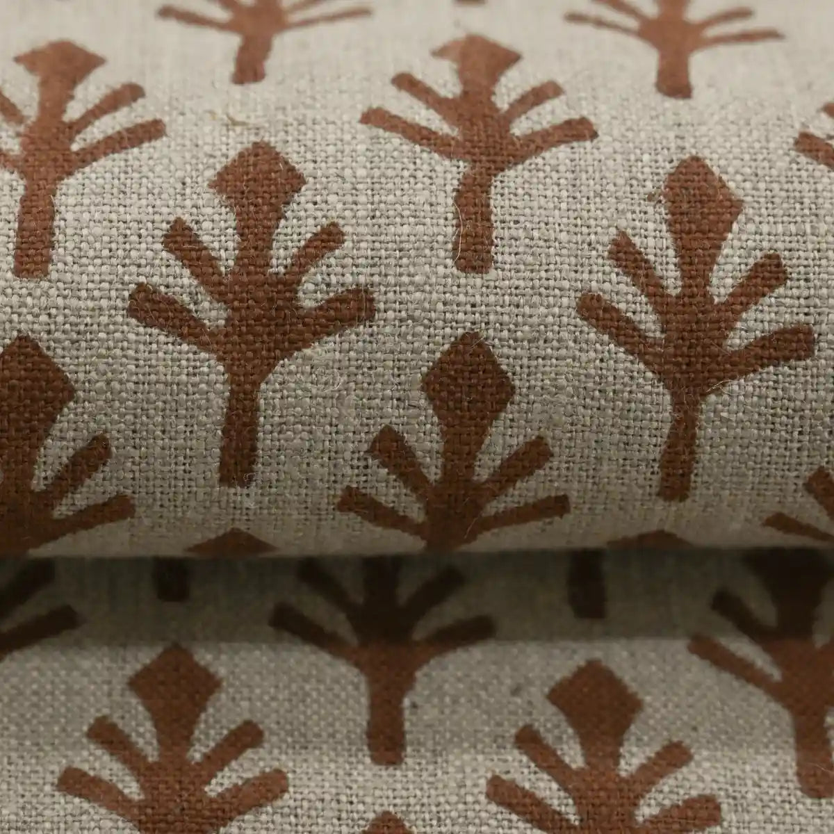 Logan Geometric Hand Block Print Linen Fabric