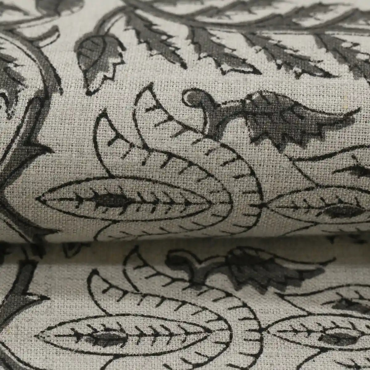 Racso Floral Block Print Linen Fabric