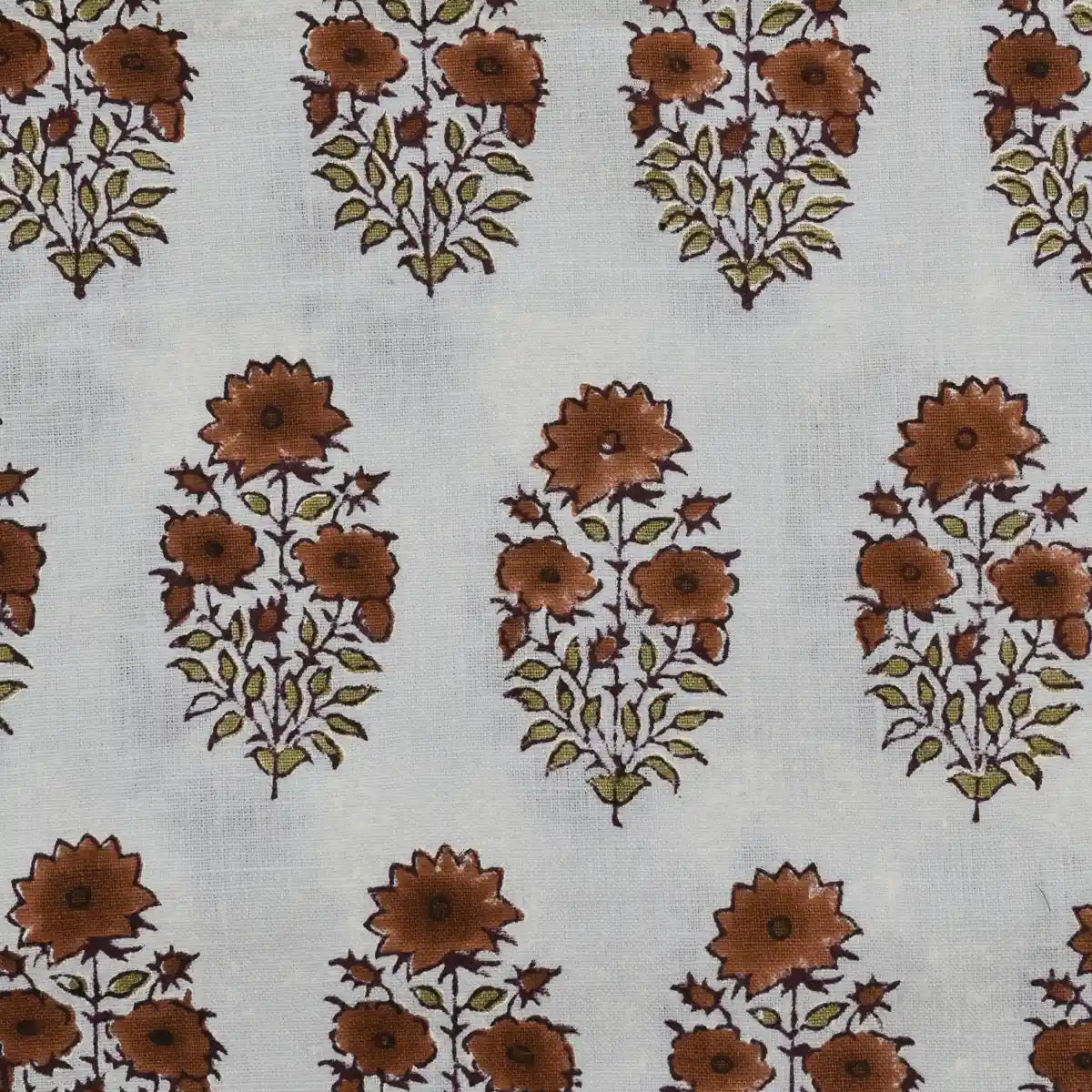 Rekrap Floral Block Print Linen Fabric