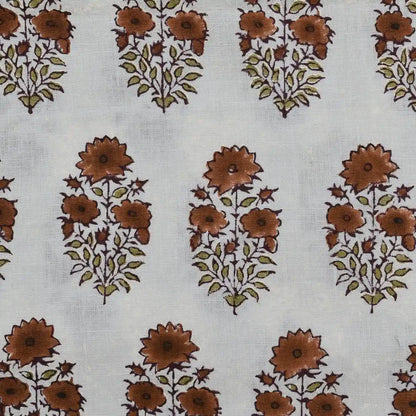 Rekrap Floral Block Print Linen Fabric