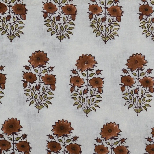 Rekrap Floral Block Print Linen Fabric