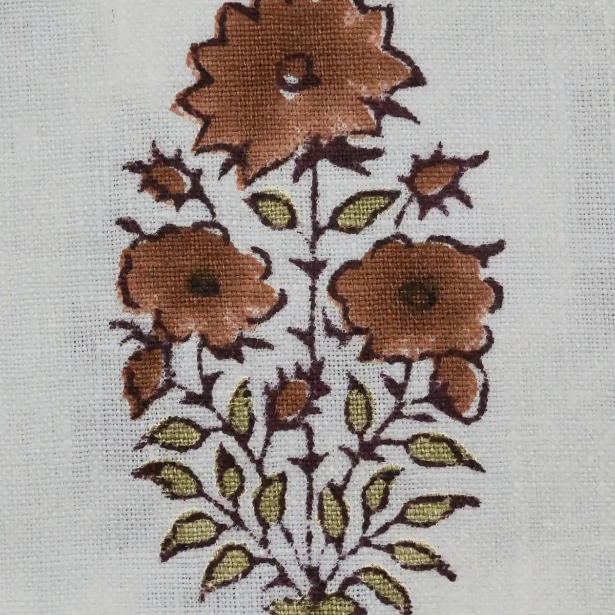 Rekrap Floral Block Print Linen Fabric