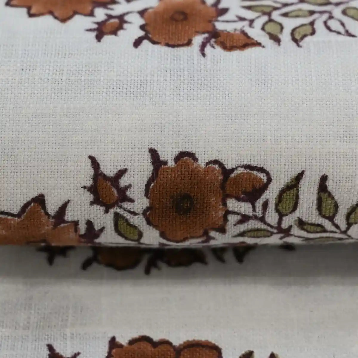 Rekrap Floral Block Print Linen Fabric