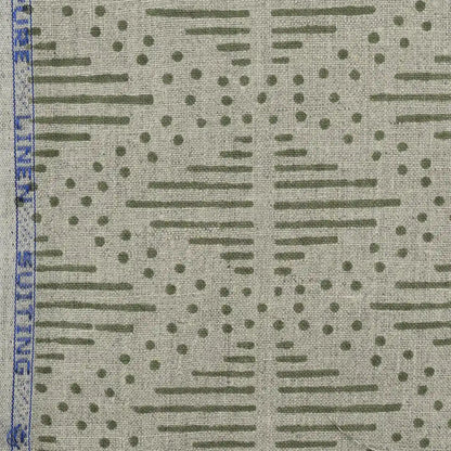 Zig-Zag Geometric Block Print Linen Fabric
