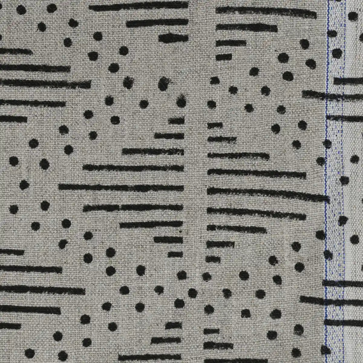 Zig-Zag Geometric Block Print Linen Fabric