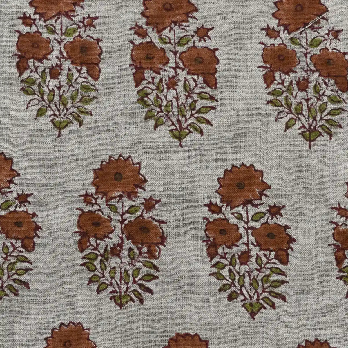 Rekrap Floral Block Print Linen Fabric