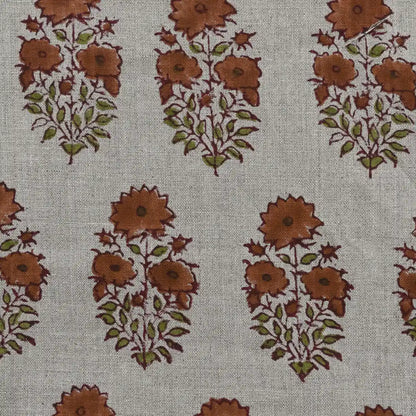 Rekrap Floral Block Print Linen Fabric
