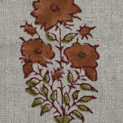 Rekrap Floral Block Print Linen Fabric