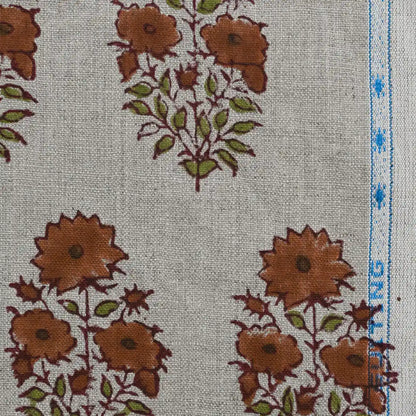 Rekrap Floral Block Print Linen Fabric