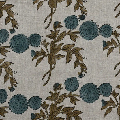 Idieh Floral Hand Block Print Linen Fabric
