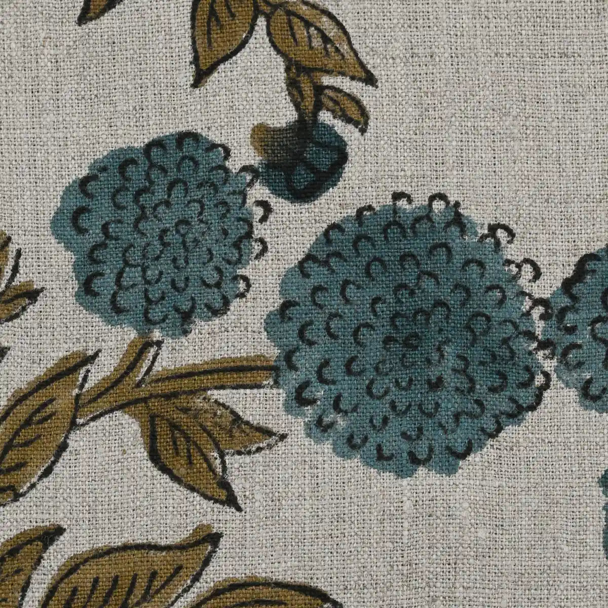 Idieh Floral Hand Block Print Linen Fabric