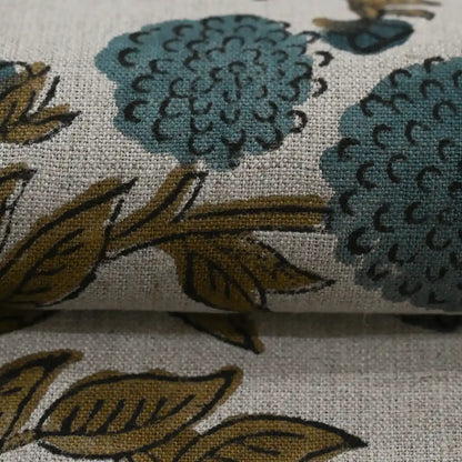Idieh Floral Hand Block Print Linen Fabric