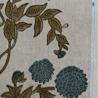 Idieh Floral Hand Block Print Linen Fabric