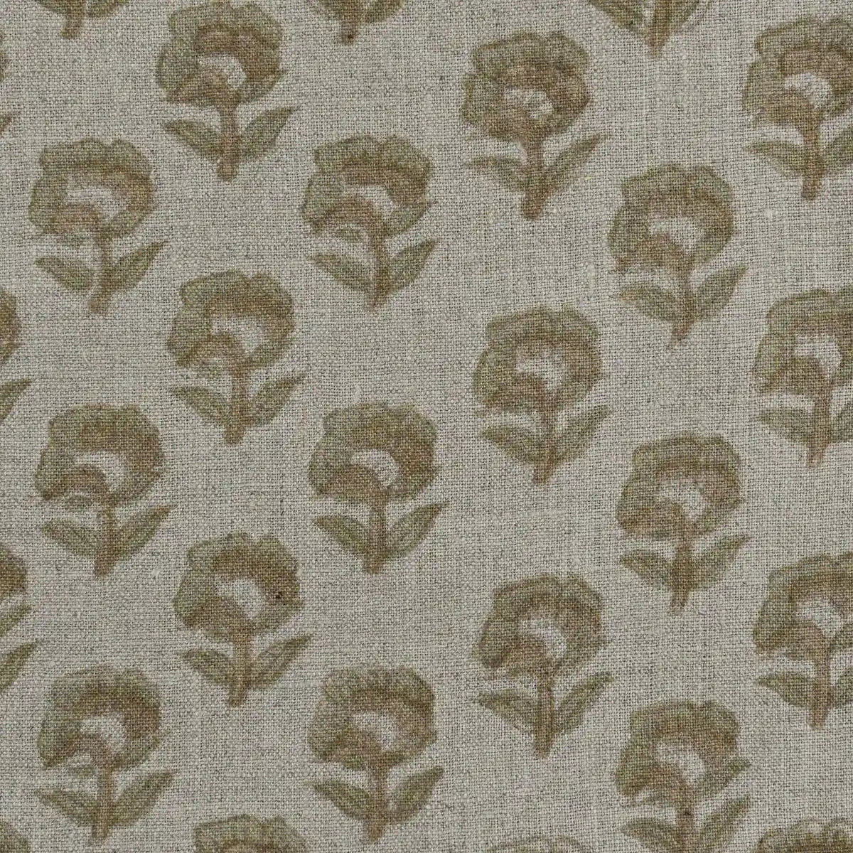 Rotceh Floral Block Print Linen Fabric