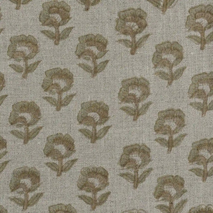 Rotceh Floral Block Print Linen Fabric