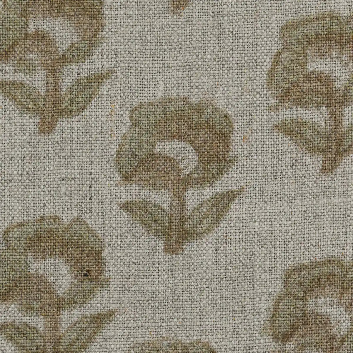Rotceh Floral Block Print Linen Fabric