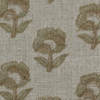 Rotceh Floral Block Print Linen Fabric
