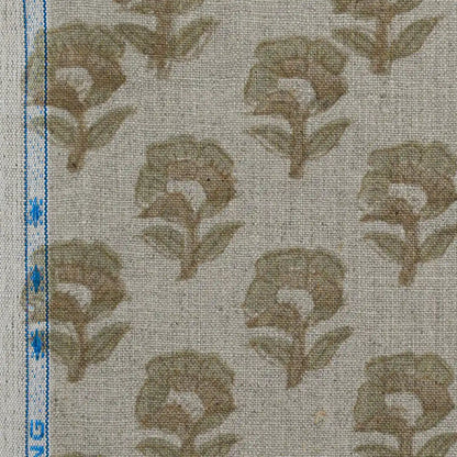 Rotceh Floral Block Print Linen Fabric