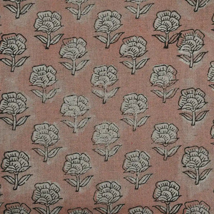 Rotceh Floral Block Print Linen Fabric