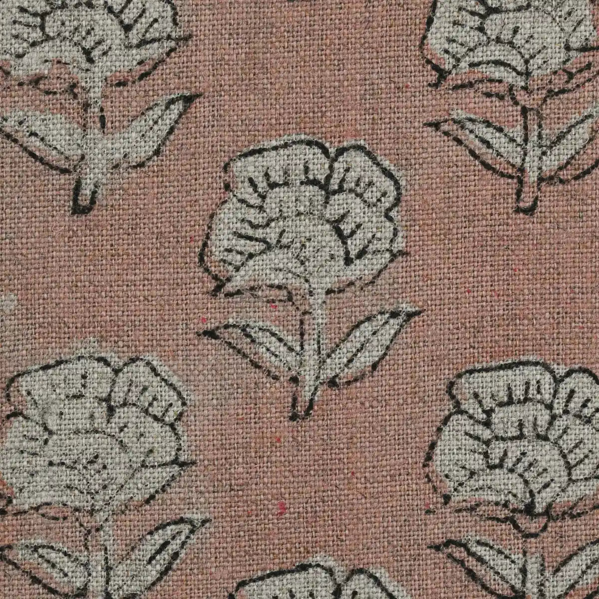 Rotceh Floral Block Print Linen Fabric