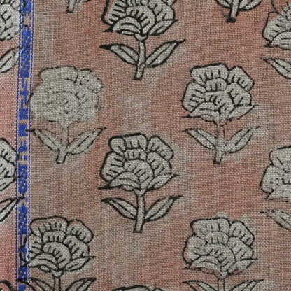 Rotceh Floral Block Print Linen Fabric