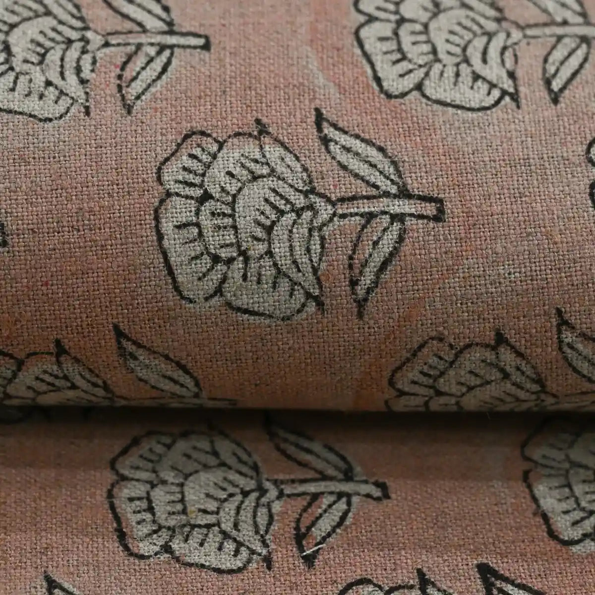 Rotceh Floral Block Print Linen Fabric
