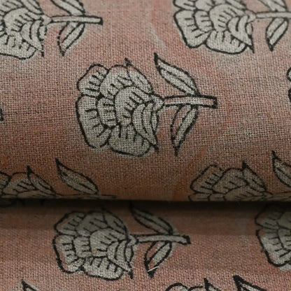Rotceh Floral Block Print Linen Fabric