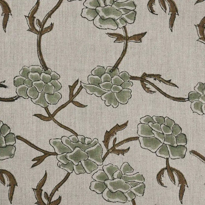 Gwyrell Floral Hand Block Printed Linen Fabric