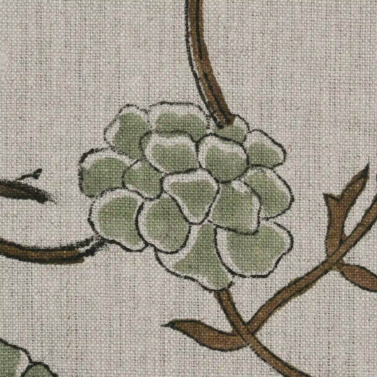 Gwyrell Floral Hand Block Printed Linen Fabric