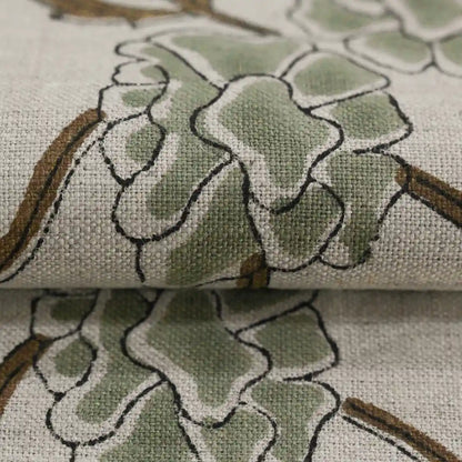 Gwyrell Floral Hand Block Printed Linen Fabric