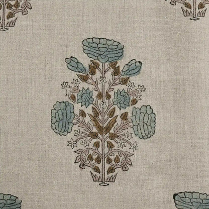 Zyraze Floral Block Print Linen Fabric