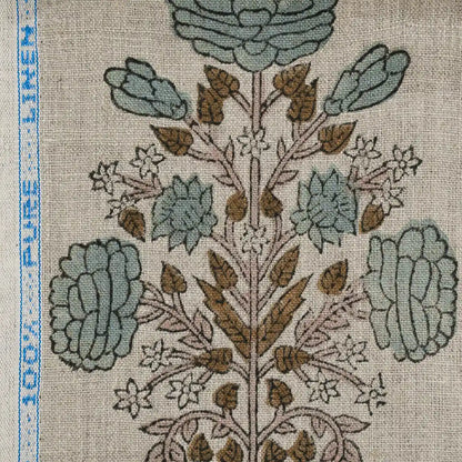 Baylen Floral Block Print Linen Fabric