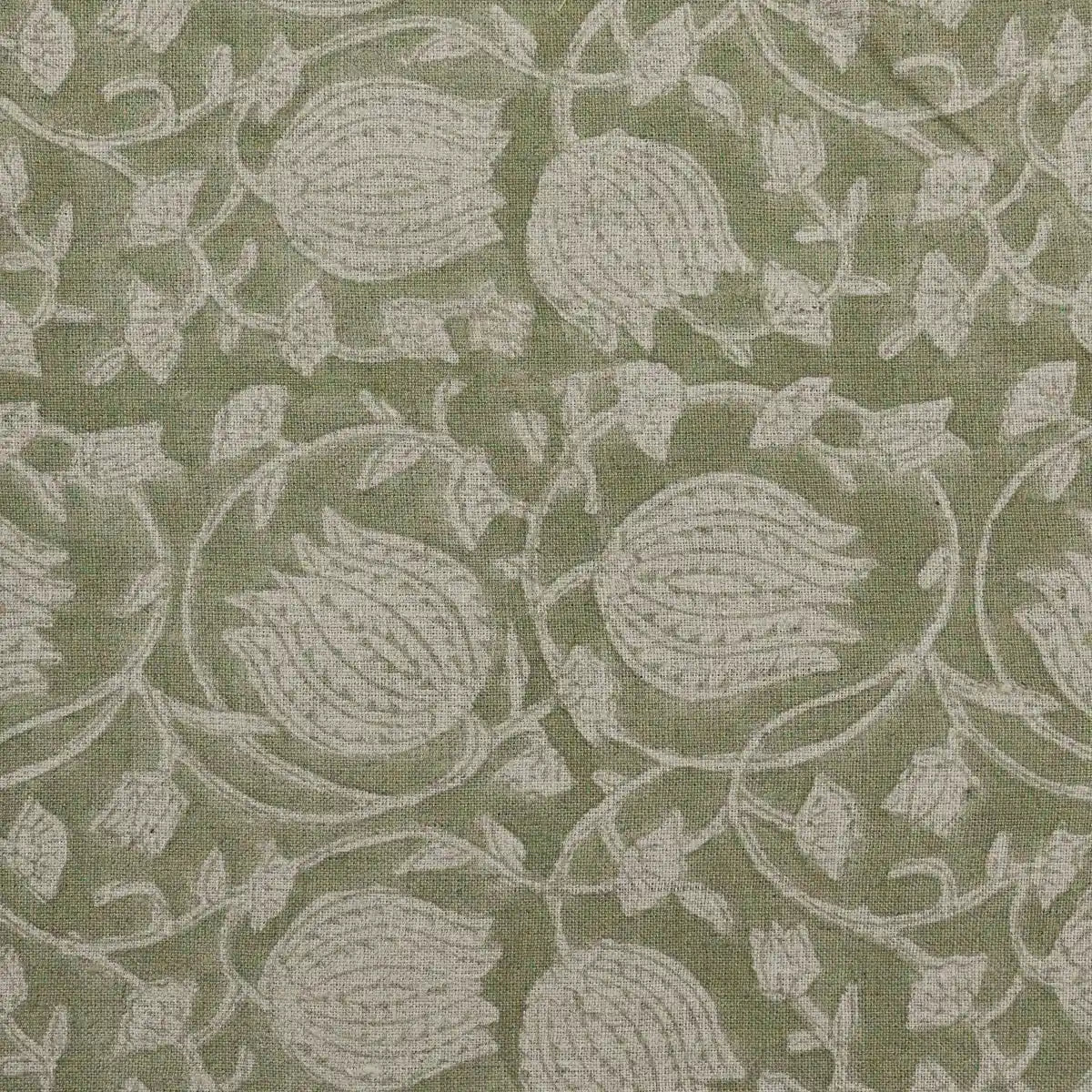Creomsa Floral Block Print Linen Fabric