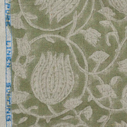 Creomsa Floral Block Print Linen Fabric