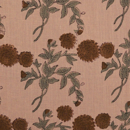 Yram Floral Block Print Solid Linen  Fabric