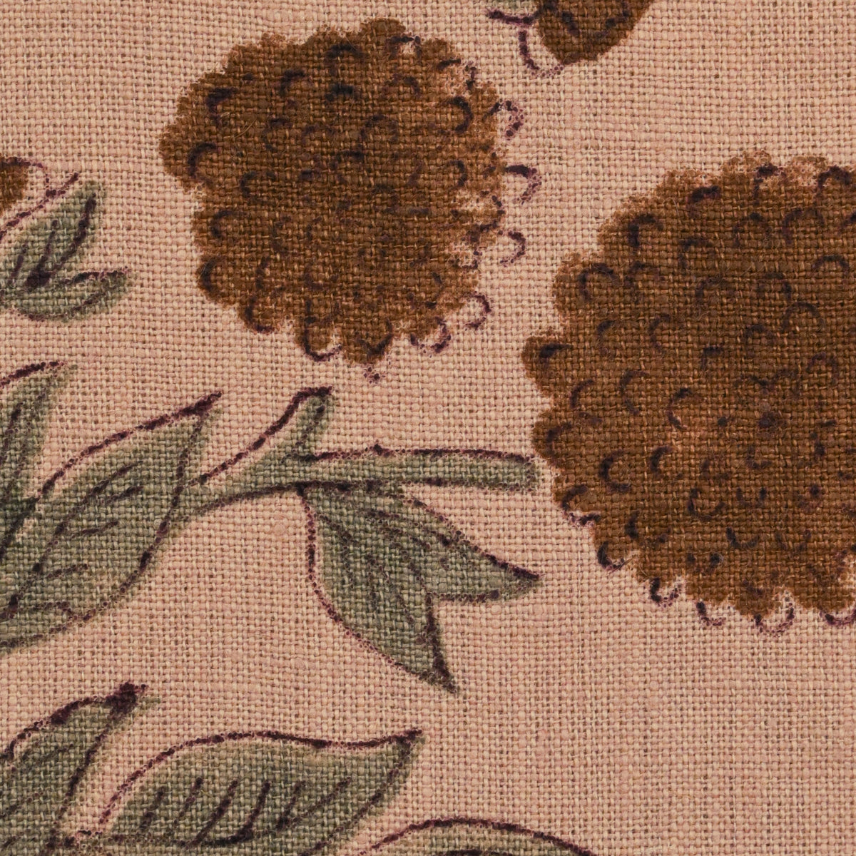 Yram Floral Block Print Solid Linen  Fabric