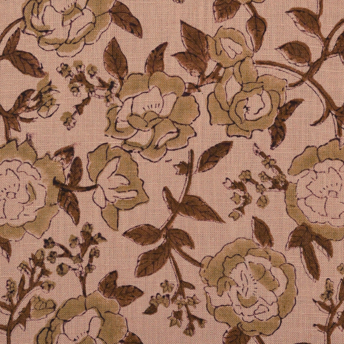 Dune Floral Block Print Solid Linen Fabric