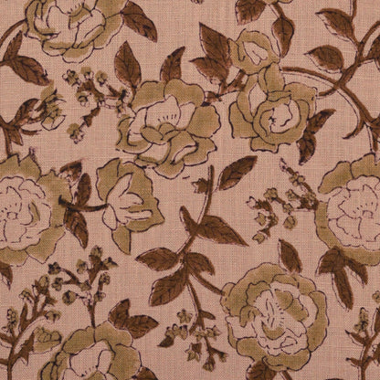Dune Floral Block Print Solid Linen Fabric