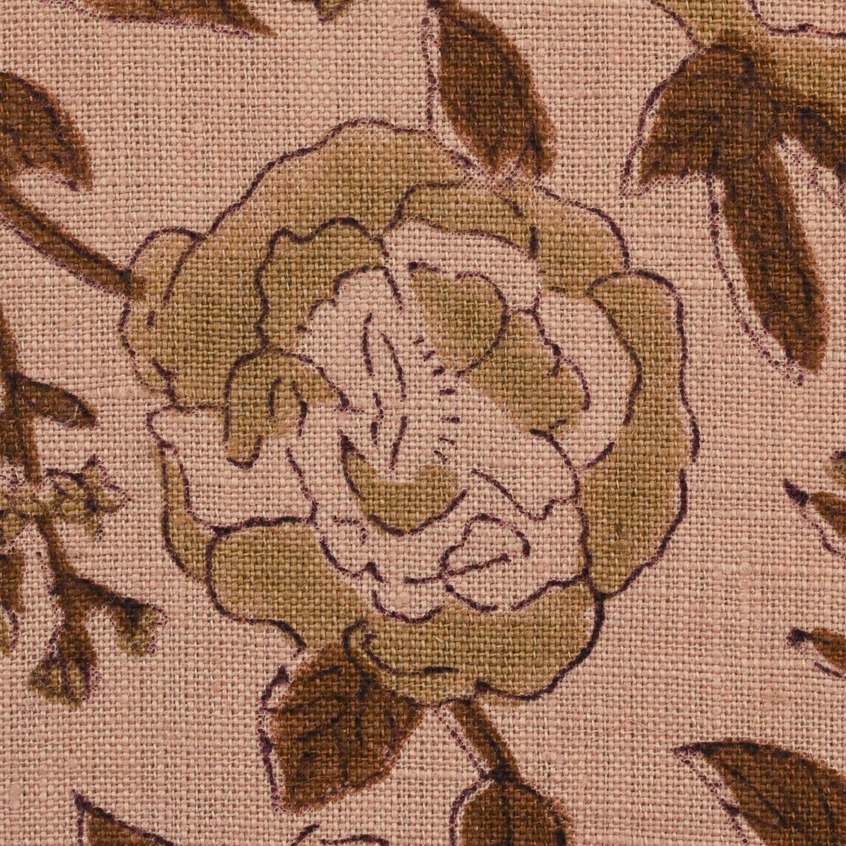 Dune Floral Block Print Solid Linen Fabric