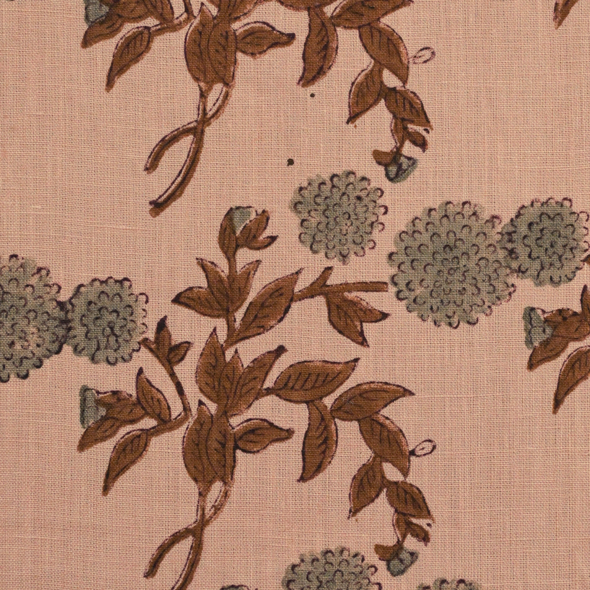 Yram Floral Block Print Solid Linen  Fabric