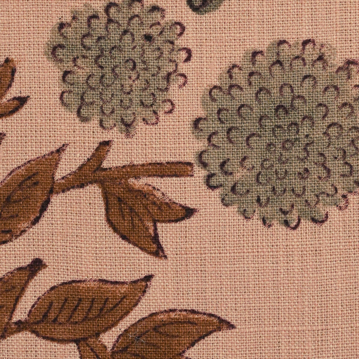 Yram Floral Block Print Solid Linen  Fabric