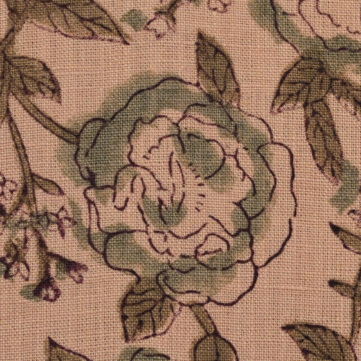 Dune Floral Block Print Solid Linen Fabric