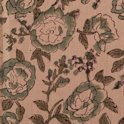Dune Floral Block Print Solid Linen Fabric