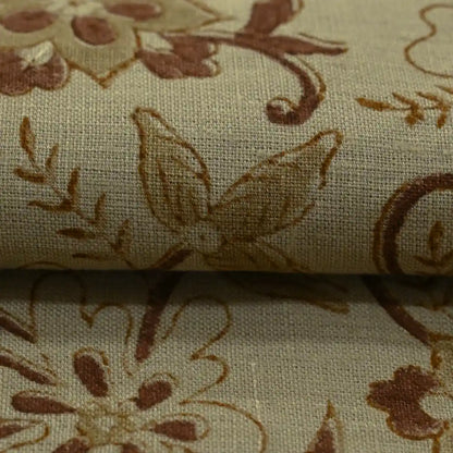 Petals Rust Linen Fabric