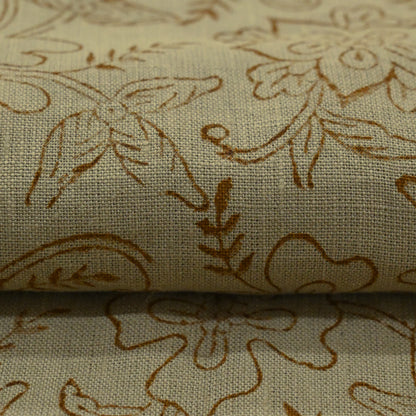 Dier Floral Block Print Solid Linen Fabric